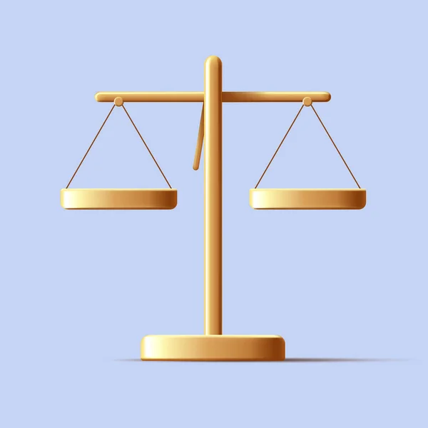 Rzeczywista Sprawiedliwość Złoty Wagi Symbol Balansu Prawa Izolowane Ikona Wektor — Wektor stockowy