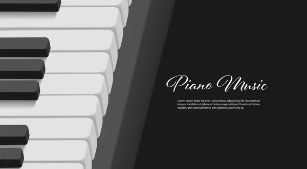 Cartaz Música Com Teclado Piano Preto Branco Modelo Concerto Capa —  Vetores de Stock