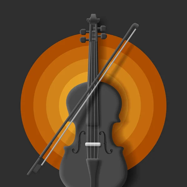 Preto Monocromático Violino Círculo Camadas Fundo Cartaz Elemento Gráfico —  Vetores de Stock