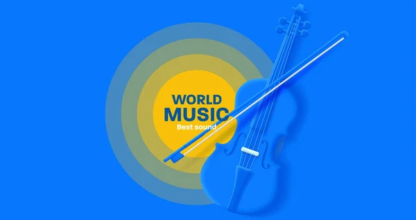 Violin Music Award Poster Blue Monochrome Render Music Instrument Circle — Stock Vector