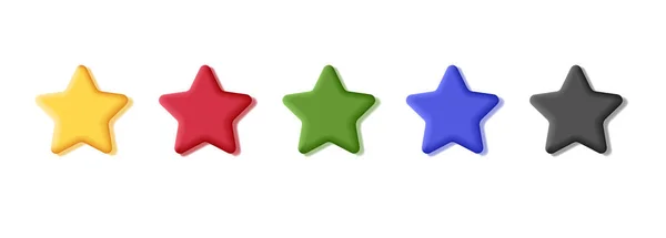 Красочные Трехмерные Звездные Элементы Разных Цветах Изолированные Графические — стоковый вектор