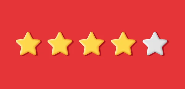 Рейтинга Звезды Элементы Четыре Пяти Золотых Звезд Красном Фоне Современный — стоковый вектор
