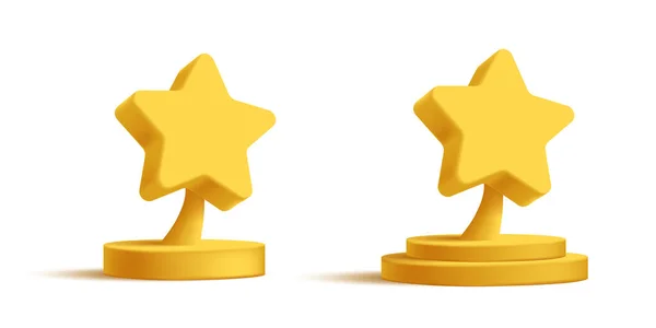 Sternenförmige Auszeichnung Goldene Statuette Auf Dem Podium Mit Leerem Platz — Stockvektor