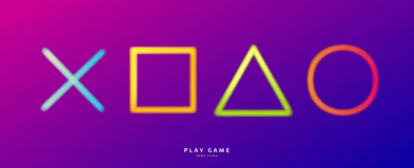 Símbolos Console Videogame Néon Formas Geométricas Triângulo Círculo Quadrado Visão —  Vetores de Stock