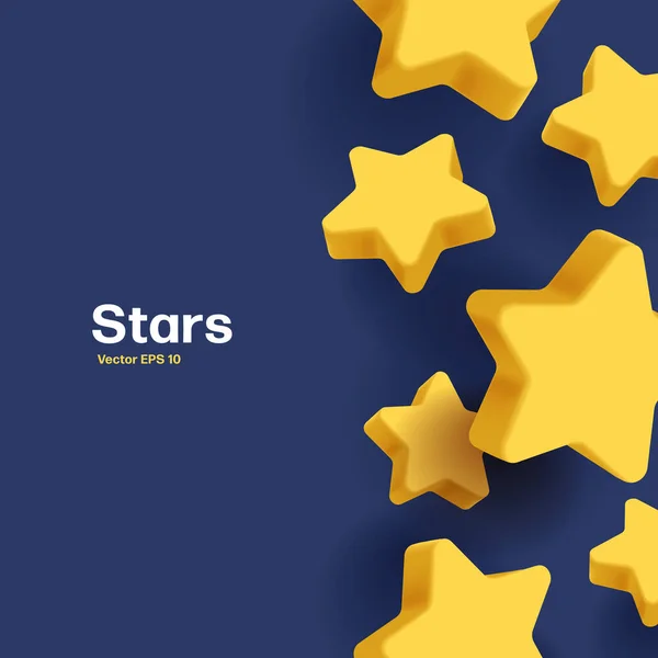 Estrellas Aire Composición Renderizado Formas Amarillas Sobre Fondo Azul Tarjeta — Vector de stock