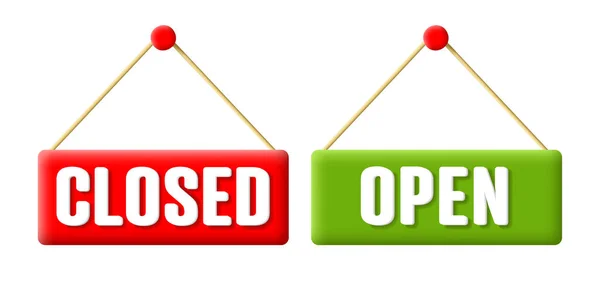 Open Closed Shop Sign Icon Hanging Pin Red Green Colors — Archivo Imágenes Vectoriales