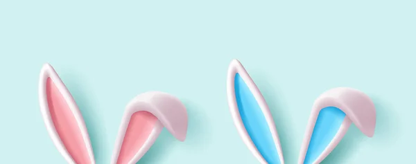 Bunny Rabit Ears Illustration Blue Pink Insides Folded Ear Render - Stok Vektor