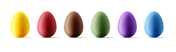 Set Easter Telur Dengan Efek Realistis Pada Latar Belakang Putih - Stok Vektor