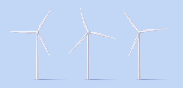 Front Und Winkelansicht Der Windkraftanlage Alternative Stromerzeugung Aus Erneuerbaren Energien — Stockvektor