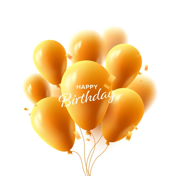 Happy Birthday Vector Illustration Realostic Cartoon Yellow Balloons Confetti Graphic — Stock Vector