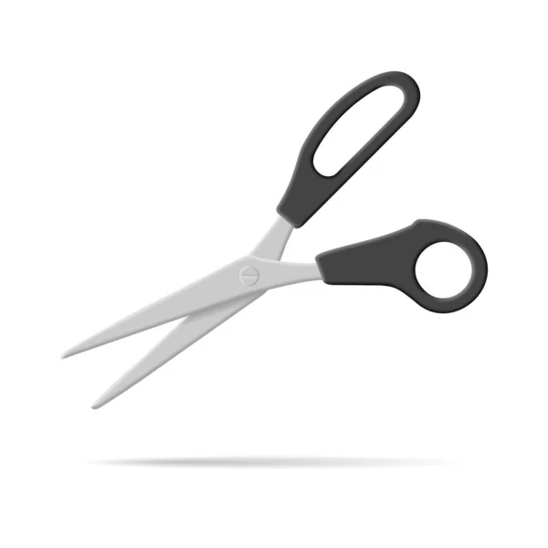 Stationery Scissors Realistic Vector Illustration Office Cutters Rings Black Handles — Stock Vector