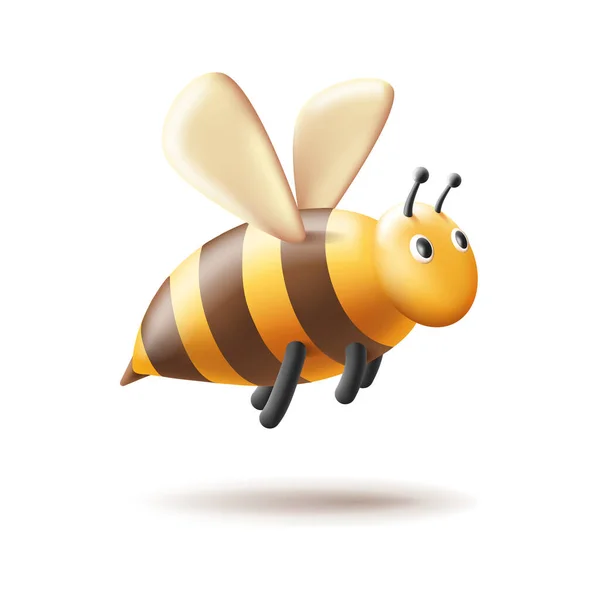 漫画の3Dスタイルで蜂のイラスト 顔と翼を持つ分離ベクトルグラフィック要素 — ストックベクタ