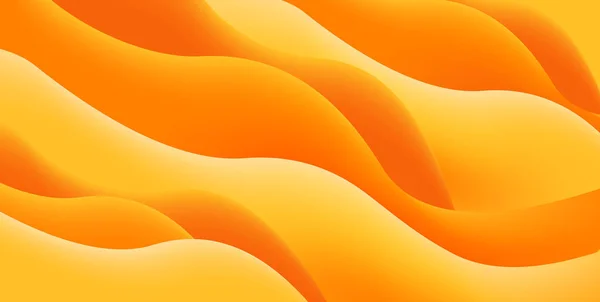 Оранжевый Желтый Фон Волн Текучие Трехмерные Кривые Создающие Текстуру Покрытие — стоковый вектор