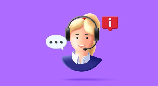 Renderowania Stylu Ilustracja Call Center Wsparcia Osoby Słuchawkami Bańki Mowy — Wektor stockowy
