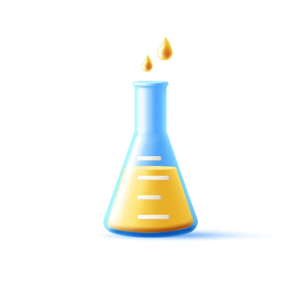 Gelas Gelas Vektor Dengan Cairan Kuning Dan Tetes Kimia Obat - Stok Vektor