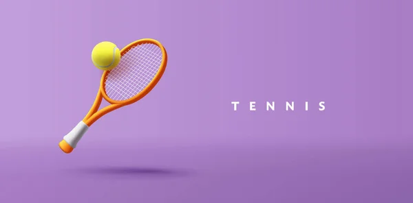 Raquette Tennis Vectorielle Avec Illustration Ball Affiche Compétition Sport Jeu — Image vectorielle