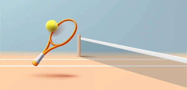 Club Tennis École Compétition Rendre Illustration Avec Raquette Tennis Balle — Image vectorielle