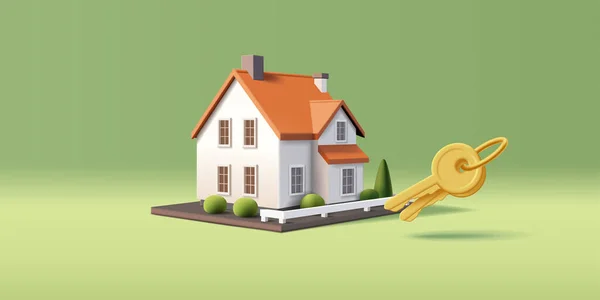 Ilustrasi Rumah Dengan Kunci Investasi Properti Real Estate Hipotek Dan - Stok Vektor