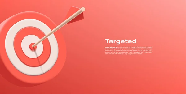 Papan Target Lingkaran Merah Dan Putih Dengan Panah Bullseye Ikon - Stok Vektor