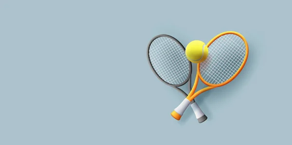 Vector Zwei Tennisschläger Gekreuzt Mit Ball Illustration Sport Und Spiel — Stockvektor