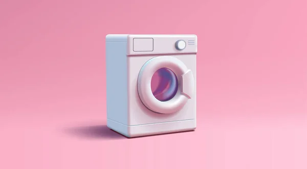 Çamaşır Makinesi Gerçekçi Illüstrasyon Çamaşırhane Ekipmanı Pembe Arka Plan Reklam — Stok Vektör
