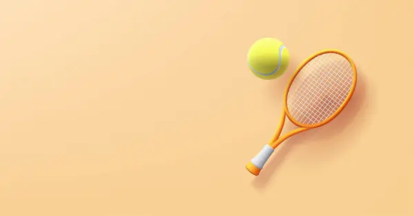 Raquete Tênis Vetorial Com Ilustração Bola Pôster Competição Esporte Jogo — Vetor de Stock