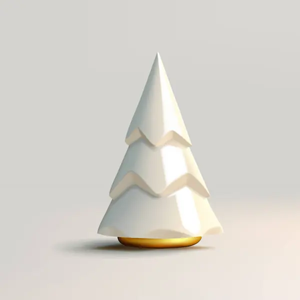 Boyutlu Noel Ağacı Şekillendirilmiş Ikon Altın Tabanlı Beyaz Seramik Oyuncak Stok Illüstrasyon