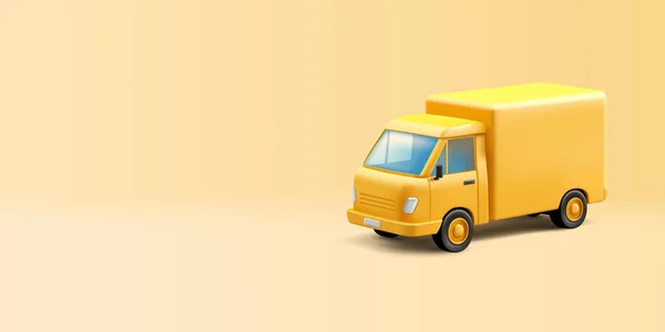 Yellow Delivery Truck Generic Render Illustration Cartoon Style Realistic Stok Ilustrasi 
