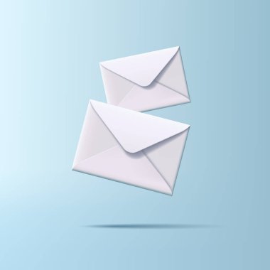 3 boyutlu zarf simgesi, gelen e- posta bildirimi, haber e- postası, iki kapalı zarf, simge bileşimi izole edildi