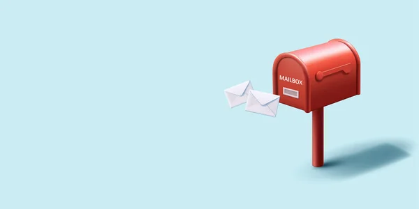 Caixas Correio Vermelho Vintage Com Envelopes Lado Dele Composição Pós Gráficos Vetores