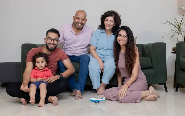 stock image Happy Multigenerational Family at Home Relaxing Together,portrait of indian Multigenerational Family