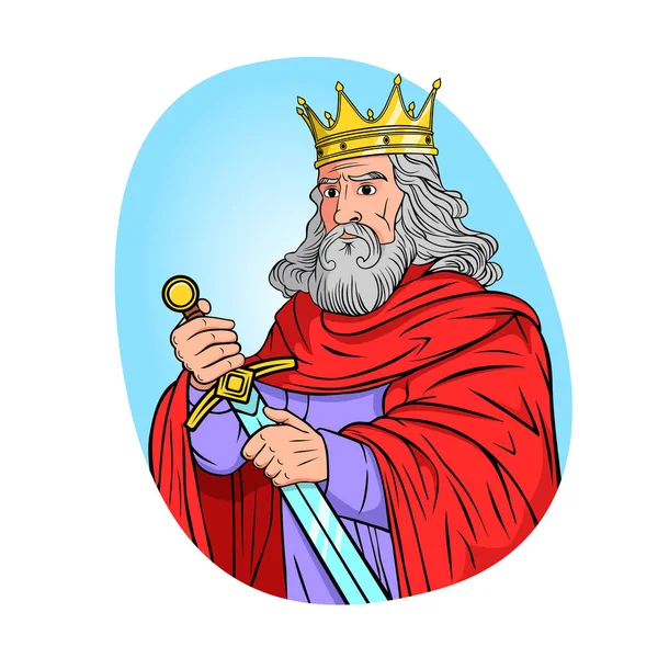 Krigare King Stark Lång Modig Kung Med Svärd — Stock vektor