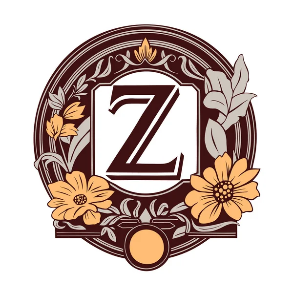 stock vector letter Z Floral monogram. Vintage ornament initial Alphabet spiral style on white background.