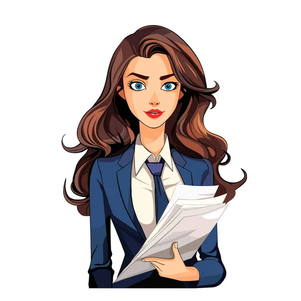 Junge Geschäftsfrau Mit Papierdokumenten — Stockvektor