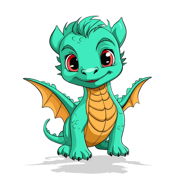 かわいい 赤ん坊 ファンタジー ドラゴン キャラクター 中世の生き物 ドラゴンガキ — ストックベクタ