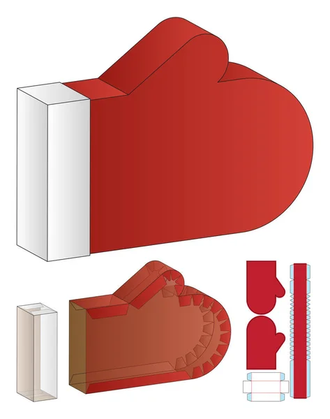 Guanto Natale Box Modello Imballaggio — Vettoriale Stock