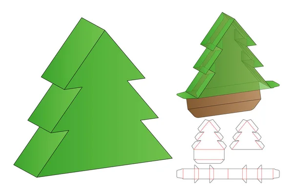 クリスマスボックスパッケージは テンプレートのデザインを切断死ぬ 3Dモックアップ — ストックベクタ