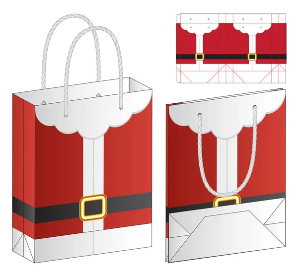 圣诞盒包装模切模板设计 3D模拟模型 — 图库矢量图片