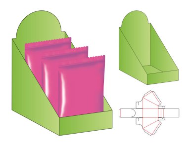 Kutu ambalajı ölü şablon tasarımı. 3d maketi