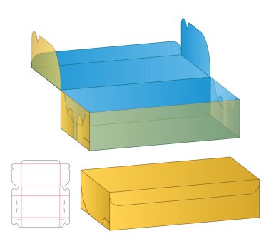 Kutu ambalajı ölü şablon tasarımı. 3d maketi
