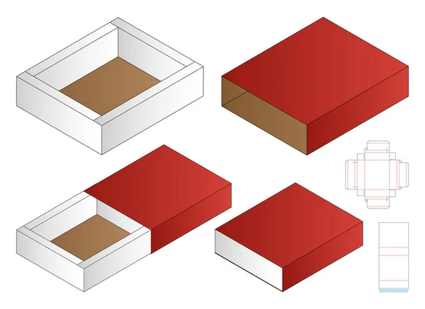 Caja Embalaje Morir Corte Plantilla Diseño Maqueta Vector de stock