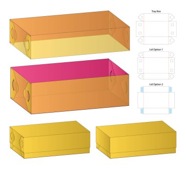 Kutu ambalajı ölü şablon tasarımı. 3d maketi