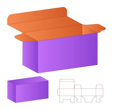 Kutu ambalajı ölü şablon tasarımı. 3d maketi