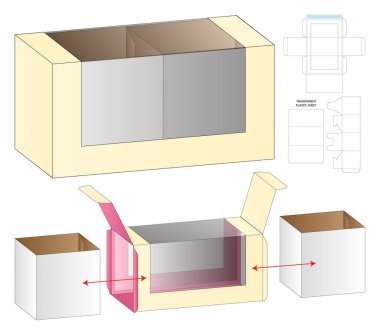 Kutu ambalajı ölü şablon tasarımı. 3d maketi