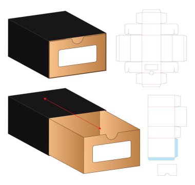 Noel Kutusu Paketi, şablon tasarımını kesti. 3d maketi
