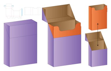 Kutu ambalajı ölü şablon tasarımı. 3d maketi