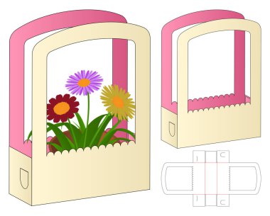 flower paper bag packaging die cut template design clipart