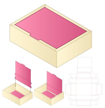 Kutu ambalajı ölü şablon tasarımı. 3d maketi