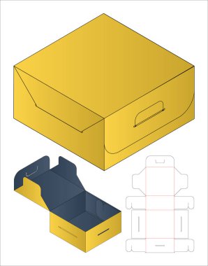 Paketleme Kutusu Şablonu Dieline Düz Düzen ve Katlanabilir Asma Tasarımı