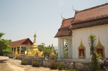 Golden Pagoda at Wat Somdet, a historic site in Amphoe Sangkhlaburi, Kanchanaburi Province ,Thailand. A combination of Thai-Raman and Burmese art. 